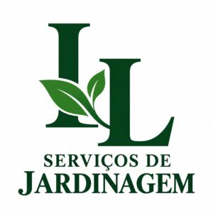 Logo da LL Serviços de Jardinagem com duas letras L verdes e folhas em fundo branco