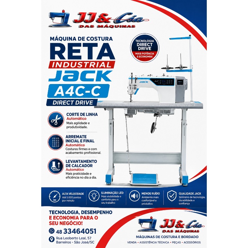 Máquina reta industrial Jack A4C-C Direct Drive