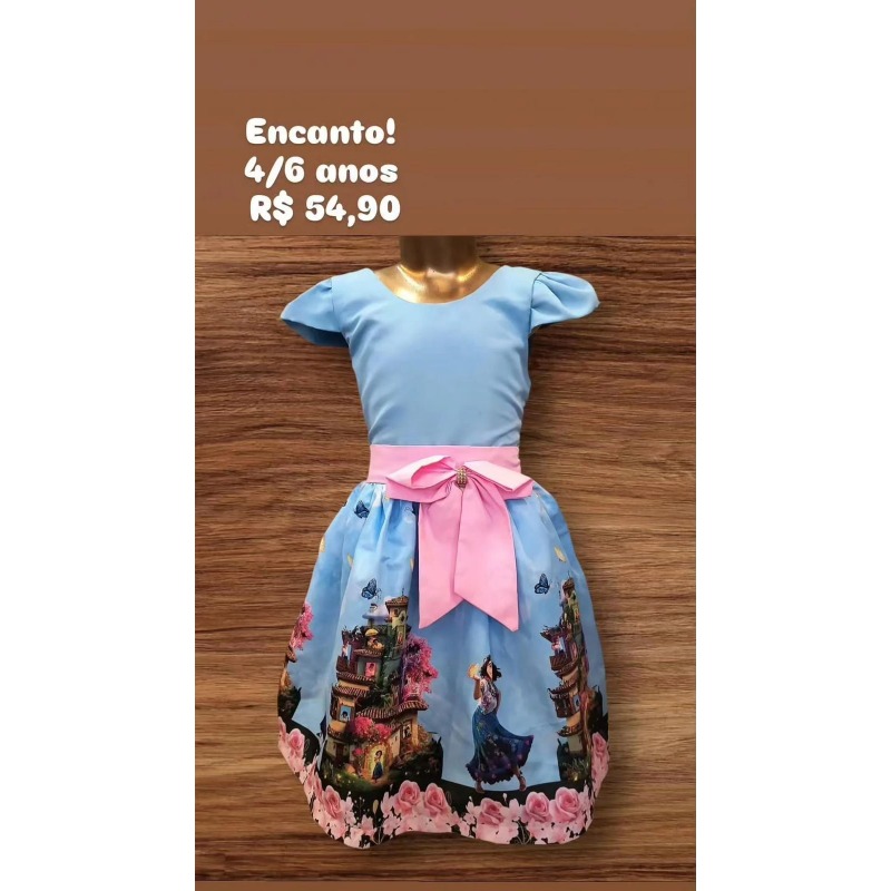 Vestido infantil Encanto com laço – 4 a 6 anos